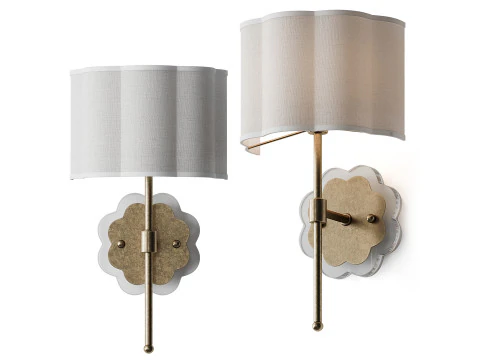 Sconce con paralume a margherita smerlato Modello 3D