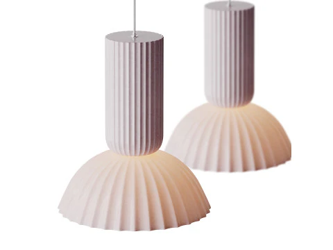 ジャンヌ フルーテッド白磁ドームペンダントライト 3Dモデル