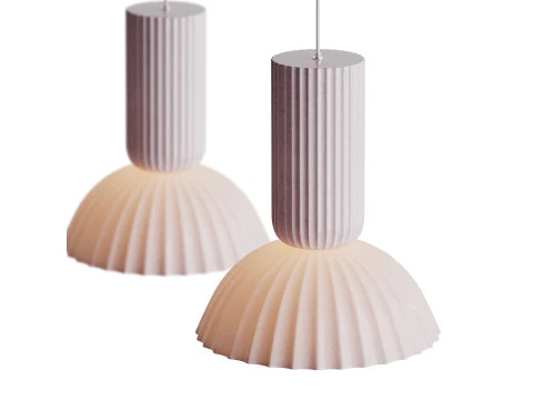 ジャンヌ フルーテッド白磁ドームペンダントライト 3Dモデル