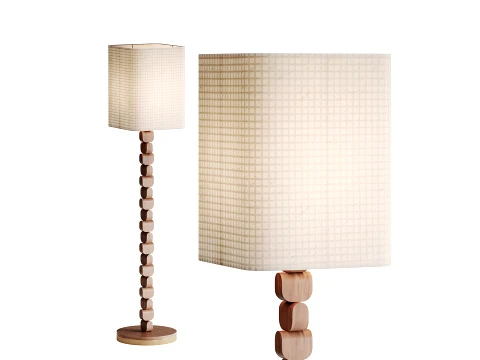 L&aacute;mpara de pie vintage de madera Modelo 3D