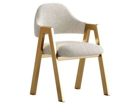Art Deco Padded Arm Chair Olive Green 3D Model