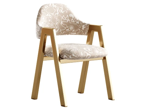 Art Deco Padded Arm Chair Olive Green 3D Model