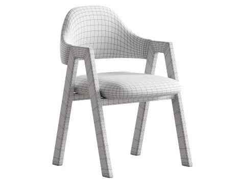 Art Deco Padded Arm Chair Olive Green 3D Model