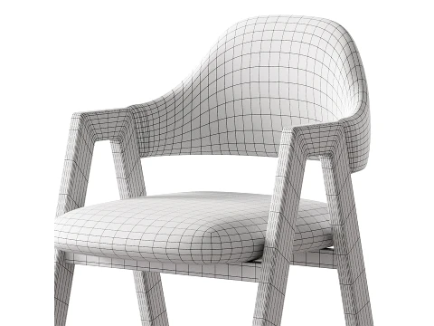 Art Deco Padded Arm Chair Olive Green 3D Model