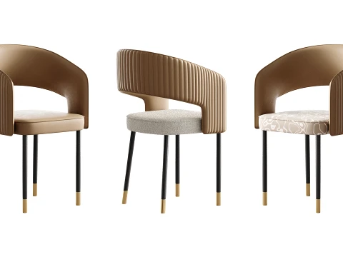 Casual Ventilated Back Arm Chair with Upholstered Armrest 3D Model