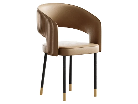 Cadeira casual com bra&ccedil;o traseiro ventilado e apoio de bra&ccedil;o estofado Modelo 3D