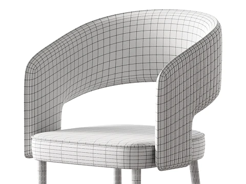 Cadeira casual com bra&ccedil;o traseiro ventilado e apoio de bra&ccedil;o estofado Modelo 3D