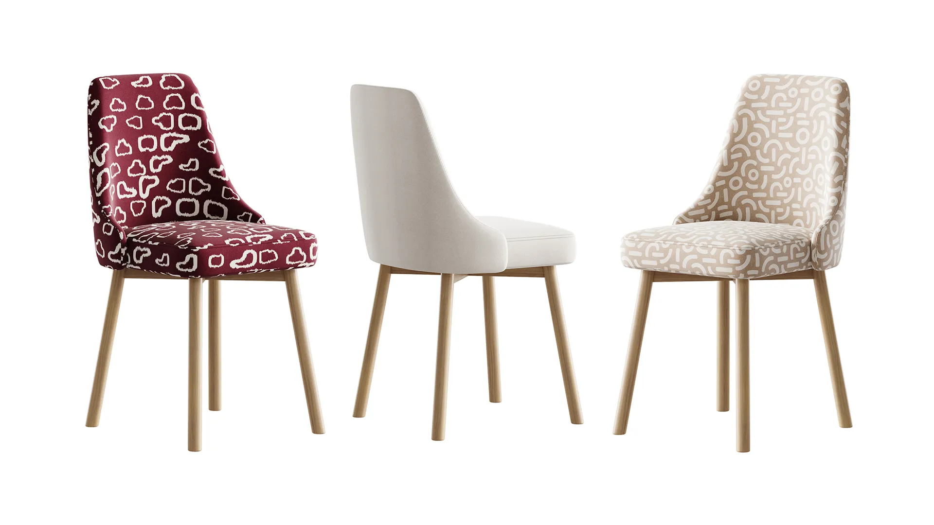 Contemporary Upholstered Dining Chair 3D Model .c4d .max .obj .3ds .fbx .stl .blend 