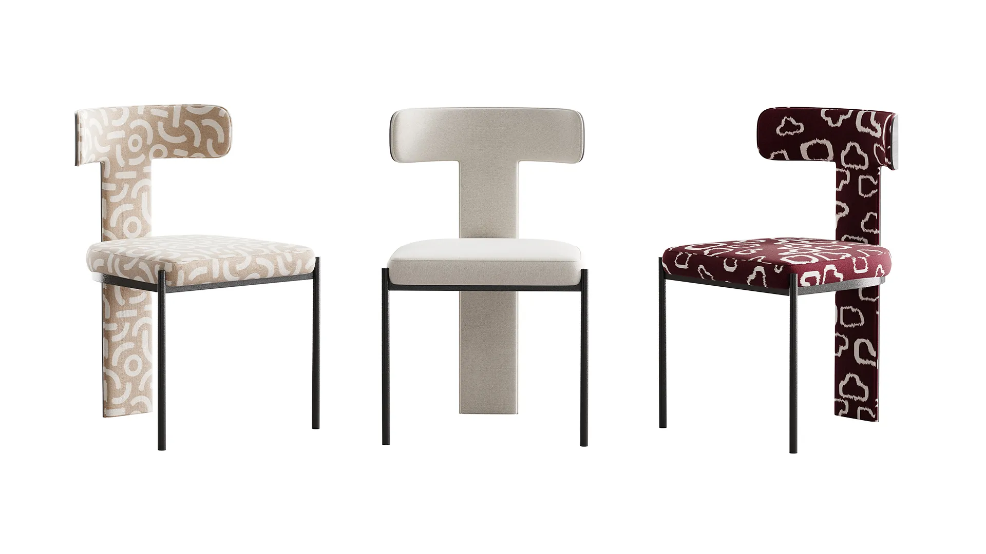 Contemporary Armless Chair with Padded Upholstery 3D Model .c4d .max .obj .3ds .fbx .stl .blend 