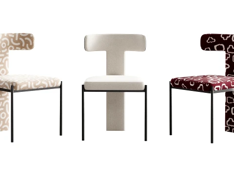 Silla contempor&aacute;nea sin brazos con tapizado acolchado Modelo 3D