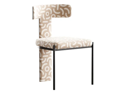 Contemporary Armless Chair with Padded Upholstery 3D Model