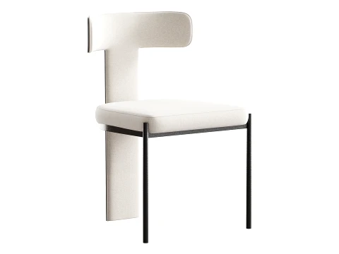 Contemporary Armless Chair with Padded Upholstery 3D Model