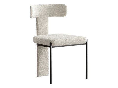 Contemporary Armless Chair with Padded Upholstery 3D Model