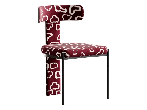Contemporary Armless Chair with Padded Upholstery 3D Model