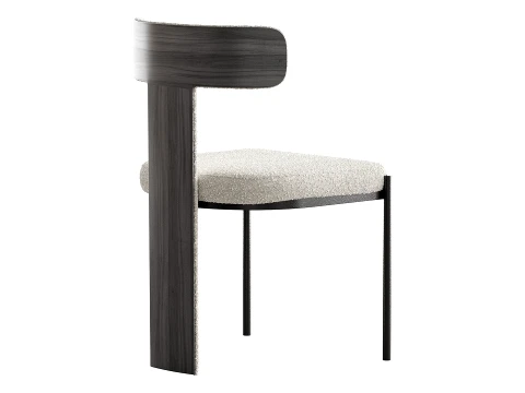 Contemporary Armless Chair with Padded Upholstery 3D Model