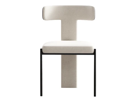 Contemporary Armless Chair with Padded Upholstery 3D Model