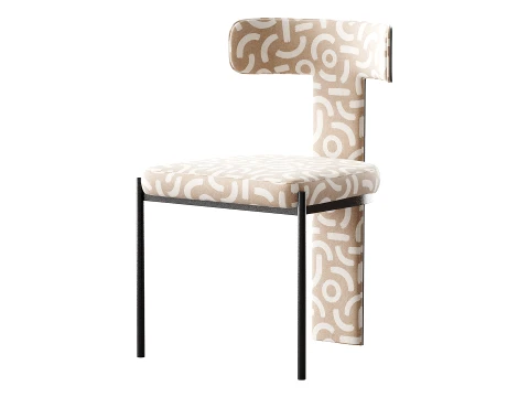 Contemporary Armless Chair with Padded Upholstery 3D Model