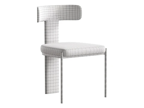 Contemporary Armless Chair with Padded Upholstery 3D Model