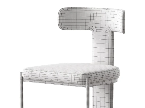 Contemporary Armless Chair with Padded Upholstery 3D Model