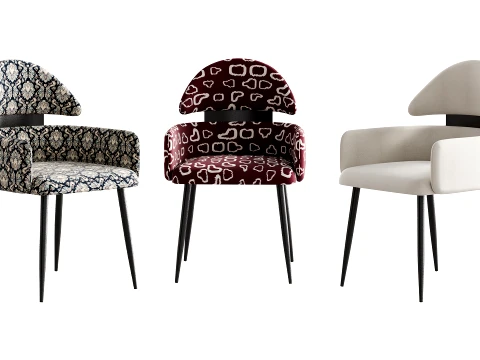 Sill&oacute;n contempor&aacute;neo de acero con tinta Modelo 3D