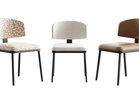 Sill&oacute;n contempor&aacute;neo de acero con tinta Modelo 3D