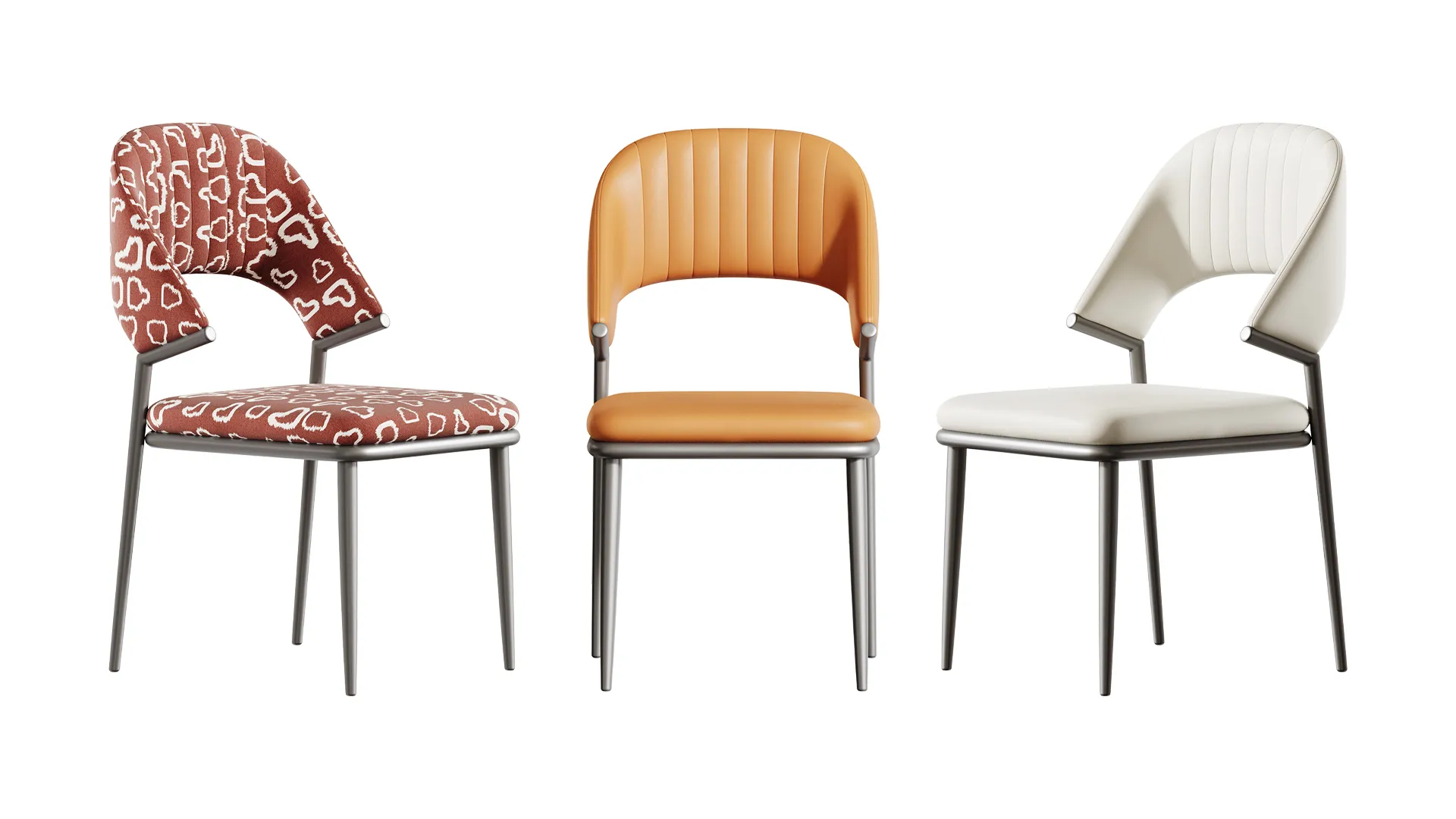 Contemporary Low Back Faux Leather Dining Chair 3D Model .c4d .max .obj .3ds .fbx .stl .blend