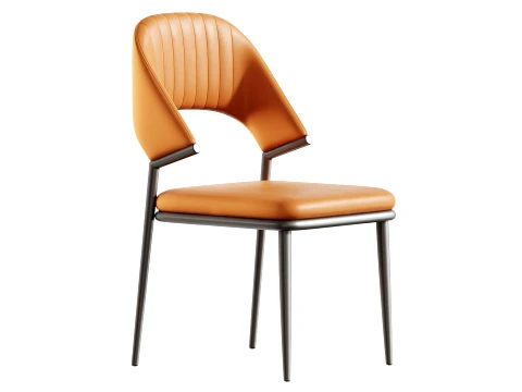 Contemporary Low Back Faux Leather Dining Chair 3D Model