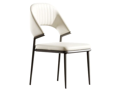 Contemporary Low Back Faux Leather Dining Chair 3D Model
