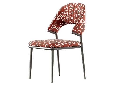 Contemporary Low Back Faux Leather Dining Chair 3D Model