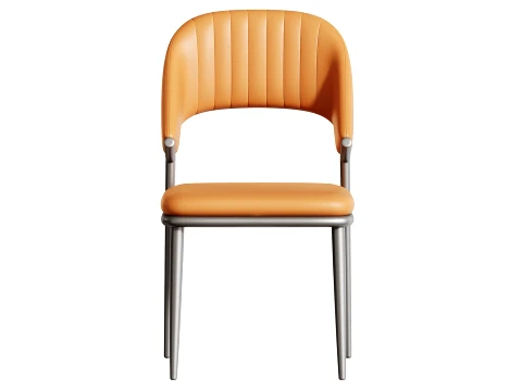 Contemporary Low Back Faux Leather Dining Chair 3D Model
