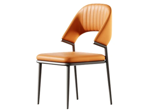Contemporary Low Back Faux Leather Dining Chair 3D Model
