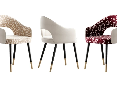 Silla contempor&aacute;nea sin brazos acolchada con respaldo bajo Modelo 3D