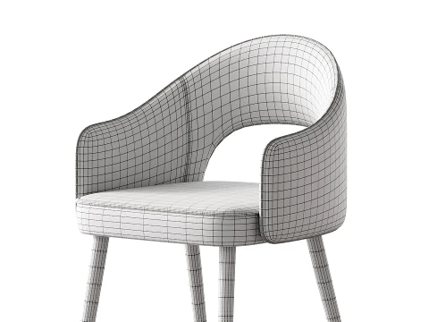 Contemporary Low Back Padded Armless Chair 3D Model