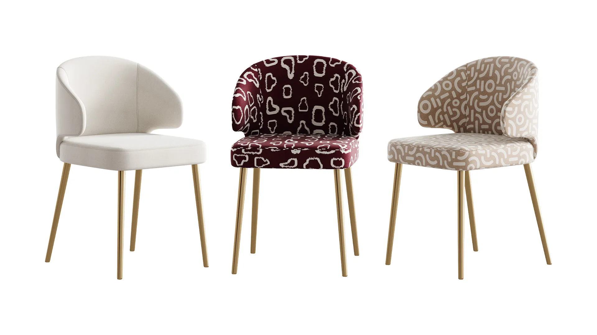 Contemporary Low Back Padded Armless Chair 3D Model .c4d .max .obj .3ds .fbx .stl .blend 