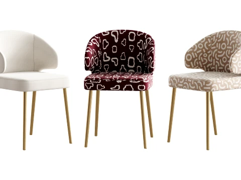 Silla contempor&aacute;nea sin brazos acolchada con respaldo bajo Modelo 3D