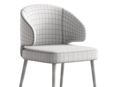 Contemporary Low Back Padded Armless Chair 3D Model