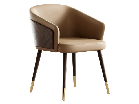 Contemporary Style Wooden Dining Chair Parsons Dining ArmChair 3D Model