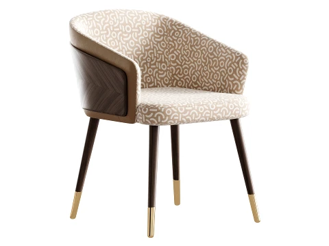 Contemporary Style Wooden Dining Chair Parsons Dining ArmChair 3D Model