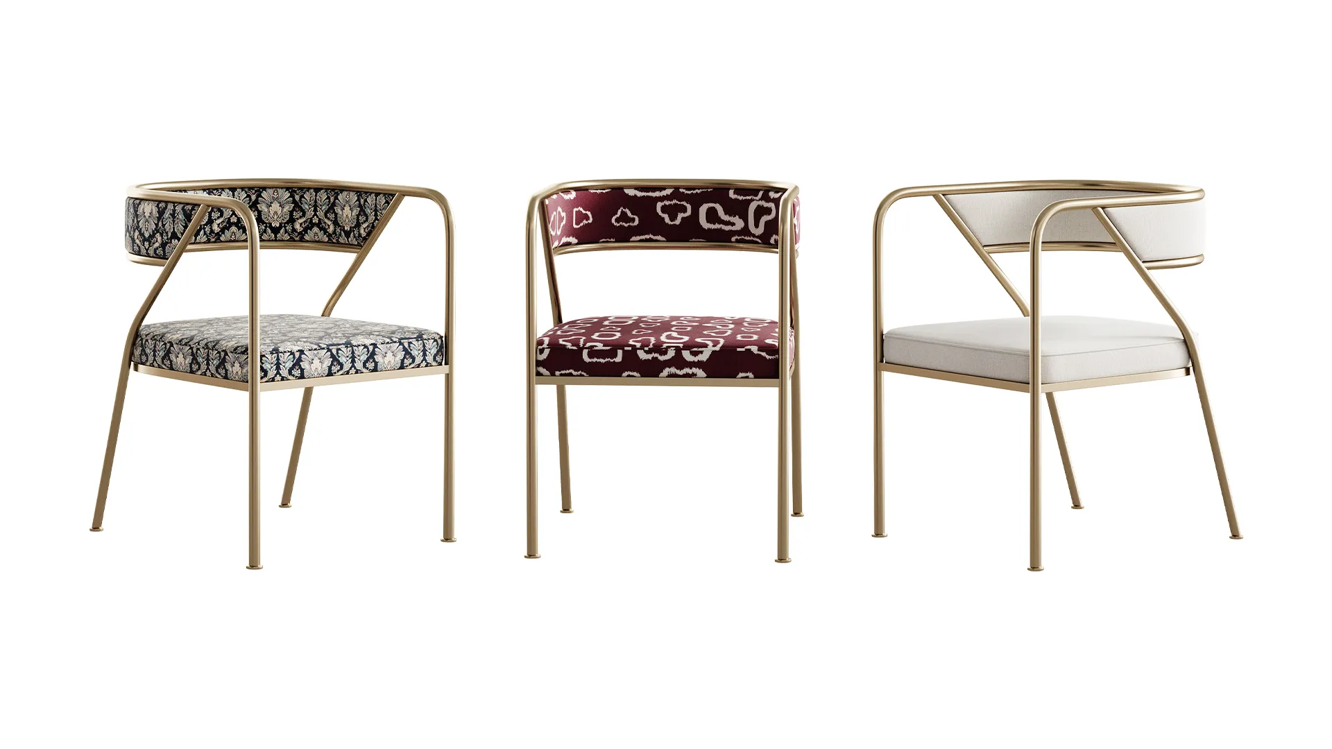 Dining Room Glam Chair Gold Legs Velvet Arm Chair 3D Model .c4d .max .obj .3ds .fbx .stl .blend 