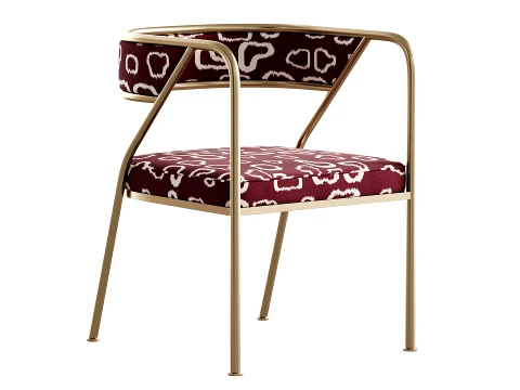 Dining Room Glam Chair Gold Legs Velvet Arm Chair 3D Model