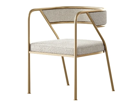 Dining Room Glam Chair Gold Legs Velvet Arm Chair 3D Model