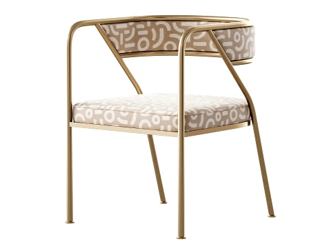 Dining Room Glam Chair Gold Legs Velvet Arm Chair 3D Model