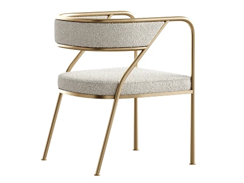 Dining Room Glam Chair Gold Legs Velvet Arm Chair 3D Model