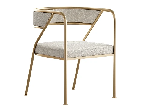 Dining Room Glam Chair Gold Legs Velvet Arm Chair 3D Model