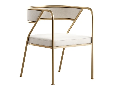 Dining Room Glam Chair Gold Legs Velvet Arm Chair 3D Model