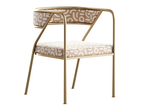 Dining Room Glam Chair Gold Legs Velvet Arm Chair 3D Model