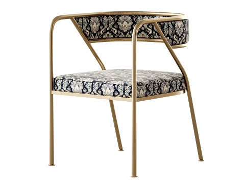 Dining Room Glam Chair Gold Legs Velvet Arm Chair 3D Model