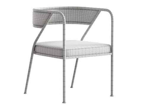 Dining Room Glam Chair Gold Legs Velvet Arm Chair 3D Model