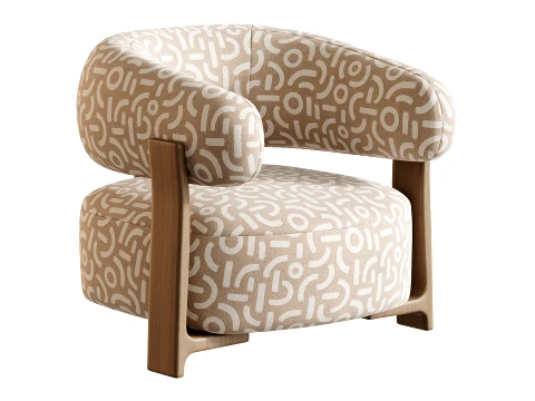 Fauteuil GRANITE - Bruin Walnoot 3D Модель