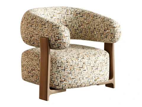 Fauteuil GRANITE - Bruin Walnoot 3D Model